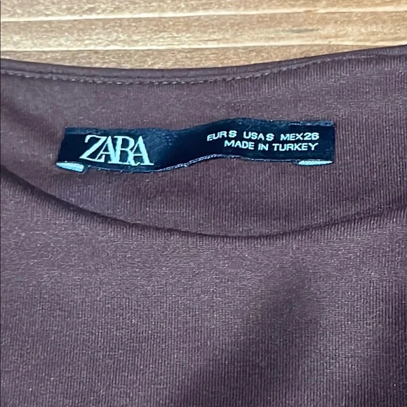 Zara Dark Brown Fitted Sleeveless Seamless Bodysuit - size Small - Picture 2 of 4